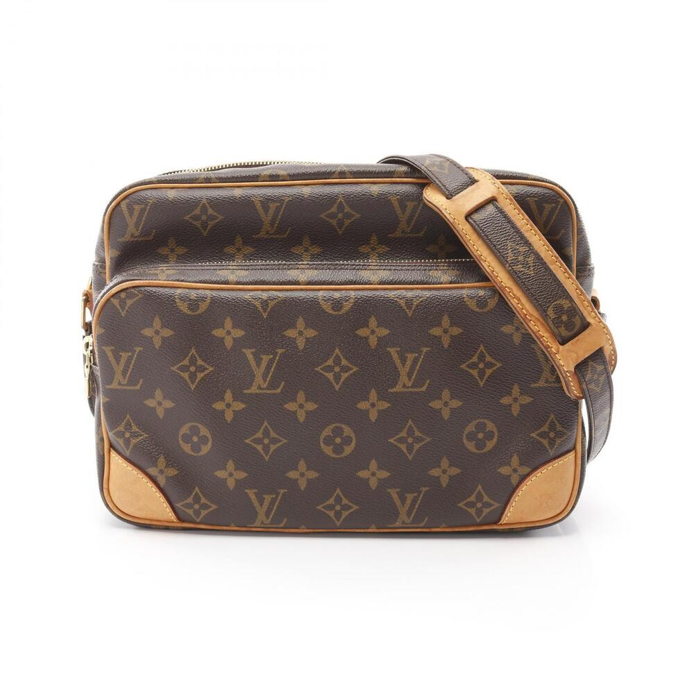 Louis Vuitton Nile Shoulder Bag Canvas Leather Monogram Brown